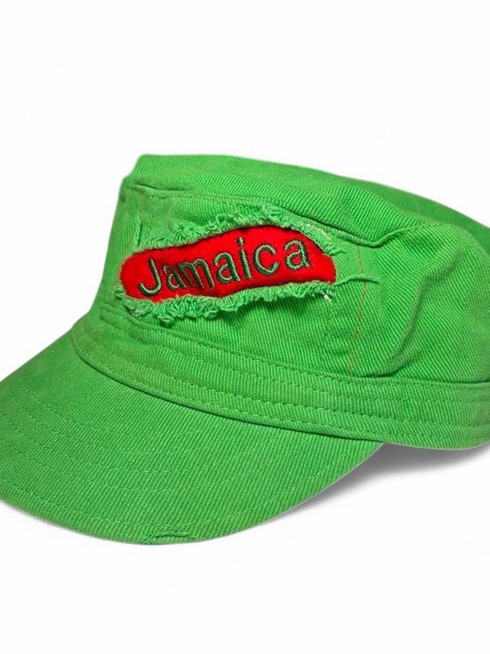 Green Jamaica Embroidered Flat Cap